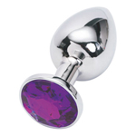 Metalen Butt Plug met paars kristal