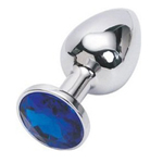 Metalen Butt Plug met blauw kristal
