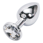 Metalen Butt Plug met wit kristal