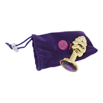 Geribbelde Buttplug Goud met paars kristal