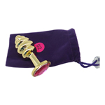 Geribbelde Buttplug Goud met Rood kristal