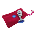 Geribbelde Buttplug Grijs met Gekleurd Kristal